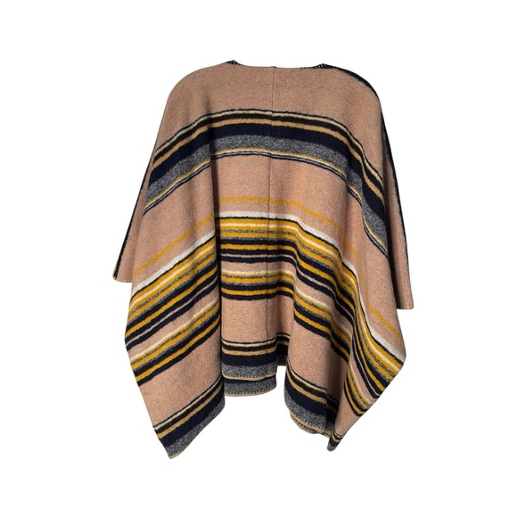 Anthropologie Sheri Bodell Striped Wool Huanako Poncho Boho Retail $198 - Picture 4 of 5